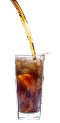 clipping path cola in glass isolated on white background