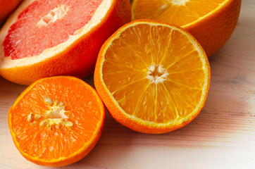fresh sliced ​​citrus fruits  orange, lemon, grapefruit for fresh