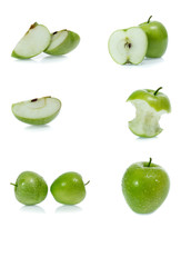 Green apple collection isolated on white background (set)