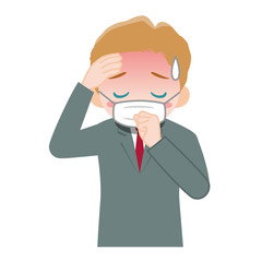 マスクをしたスーツ姿の男性