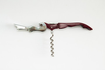 folding corkscrew on a white background