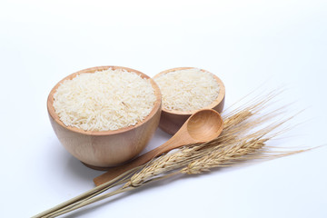 rice in bowl isolated on white background