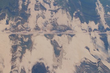 aerial view from windmills in lencois maranhenses