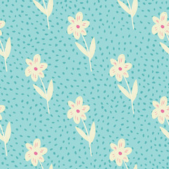 Cute little flowers seamless pattern in retro style.
