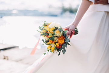 bride holding bouquet