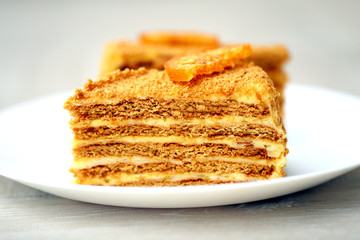 Photo of a delicious big honey cake