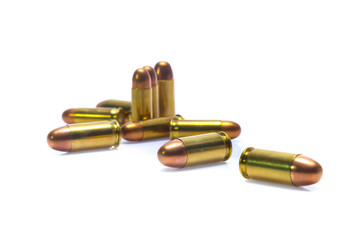 cartridges of .45 ACP pistols ammo isolated