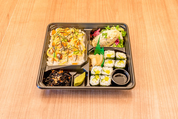 tray of chirashi sushi japanese veggie