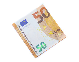 money euro bills isolated on white