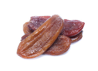 dried bananas (honey baked bananas) on white background