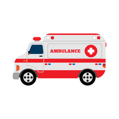 Isolated ambulance van. Flat color vector illustration.