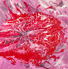 painting with blob and flowing pink acrylic paints