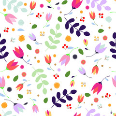 Flower illustrations. Seamless vector with a floral pattern. Modern background.  Watercolor illustration with beautiful simple design.