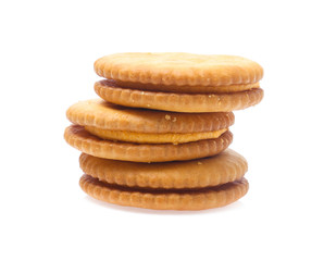 Sandwich cracker on white background