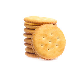 Sandwich cracker on white background