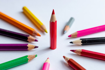 Naklejka premium Pencils red