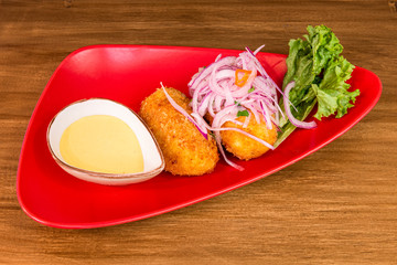 Delicious tapa of stuffed croquettes