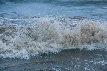 Wave, splash of water. Wave with foam in cold tones.