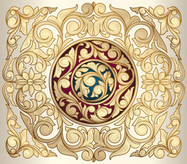 Golden ornate decorative vintage design