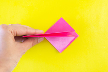 Step 9. DYI tulip from colored paper. Step-by-step instruction. DIY gift for Mother's Day, March...