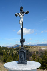 Donovaly, Slovakia - May 10, 2019:  Jesus Christ on the top of the mountains