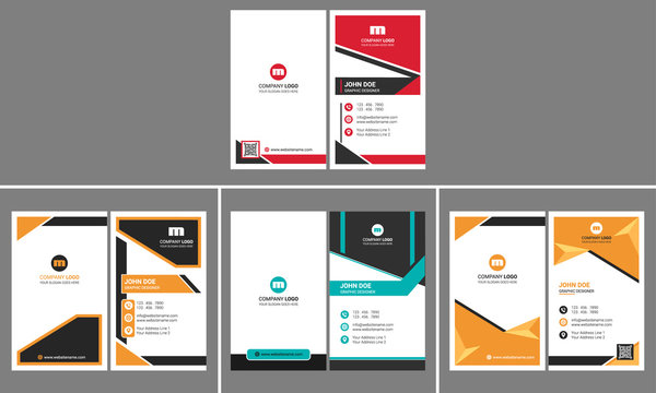 Creative Corporate Business Card Bundle Design with qr code place holder.