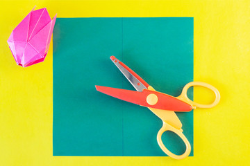 Step 18. DYI tulip from colored paper. Step-by-step instruction. DIY gift for Mother's Day, March...