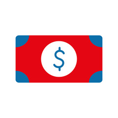 Isolated bill with dollar symbol flat style icon vector design
