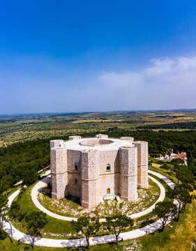 Italy, Province of Barletta-Andria-Trani, Andria, Helicopter view of?Castel?del?Monte in summer