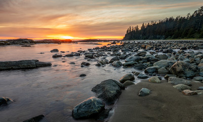 Sunset along the West Coast Trail on Vancouver Island, British Columbia, Canada