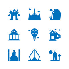 Laos place for travel solid icon set