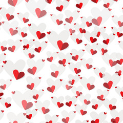 Seamless pattern red grey hearts on white