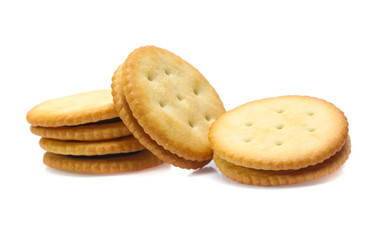 Fototapeta na wymiar Sandwich biscuits cracker isolated on white background