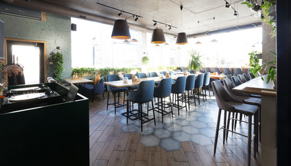 Interior of stylish family restaurant in loft style