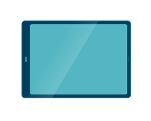 Tablet computer icon in flat style. Mobile computer with blank touchscreen isolated on white background. Modern digital device vector illustration. Computer technology and innovation pictogram.