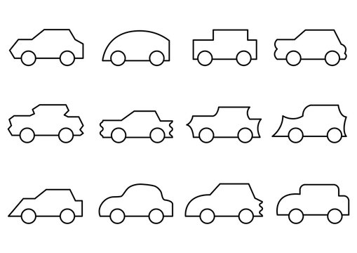 thin line icons set,transportation,Car side view,vector illustrations