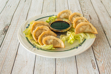 chinese style gyoza photo with soy