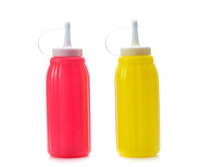 Plastic sauce bottle isolate on white background.