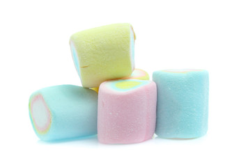 colorful marshmallows candy isolated on white background