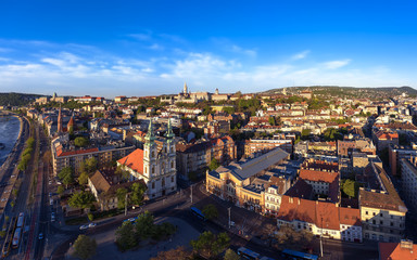 Fototapeta premium Hungary Budapest. Aerial cityscape about Budapest with Batthany square
