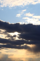 The evening sky after the rain. Spring sky with clouds.