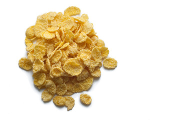 corn flakes on a white background, healthy and healthy Breakfast