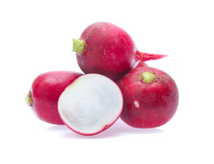 Small garden radish isolated on white background