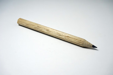 Pencil with natural wood motif isolated on white background   