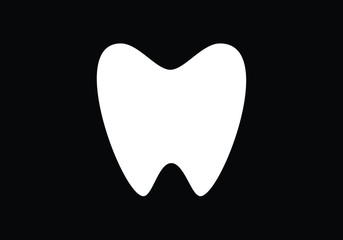 White Tooth Silhouette on Black Background Promoting Dental Health and Hygiene Awareness