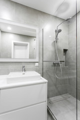bathroom interior with sink tap and mirror