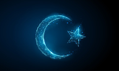 Abstract islamic Ramadan symbol crescent and star. - obrazy, fototapety, plakaty