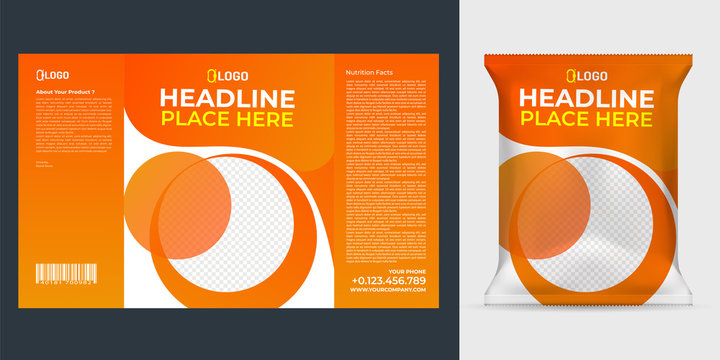 Realistic Vector Design Potato Chips Packaging Template.