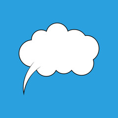 Cartoon speech or think bubble, empty communication cloud. Vector design element.