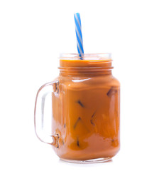Iced Thai milk tea in glasses (thailand)